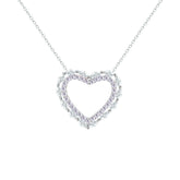 Asfour Crystal Chain Necklace With Heart Pendant In 925 Sterling Silver-NM0085