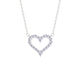 Asfour Crystal Chain Necklace With Heart Pendant In 925 Sterling Silver-NM0086