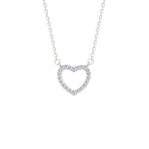 Asfour Crystal Chain Necklace With Heart Pendant In 925 Sterling Silver-NM0087