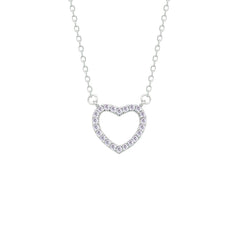 Asfour Crystal Chain Necklace With Heart Pendant In 925 Sterling Silver-NM0087