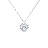Asfour Crystal Chain Necklace With Heart Pendant In 925 Sterling Silver-NM0088