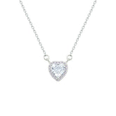 Asfour Crystal Chain Necklace With Heart Pendant In 925 Sterling Silver-NM0089