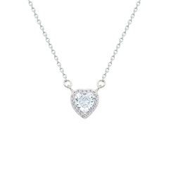 Asfour Crystal Chain Necklace With Heart Pendant In 925 Sterling Silver-NM0089
