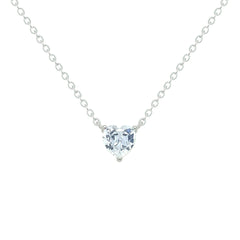 Asfour Crystal Chain Necklace With Heart Pendant In 925 Sterling Silver-NM0090