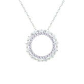 Asfour Crystal Chain Necklace With Hollow Round Pendant In 925 Sterling Silver-NM0096