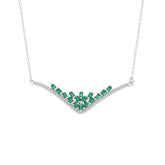 Asfour Crystal Chain Necklace With Emerald Deer Antlers Design In 925 Sterling Silver-NM0101-G