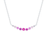 Asfour Crystal Chain Necklace With Light & Dark Fuchsia Zircon In 925 Sterling Silver-NM0106-FO