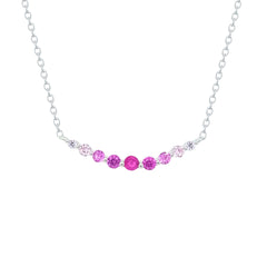 Asfour Crystal Chain Necklace With Light & Dark Fuchsia Zircon In 925 Sterling Silver-NM0106-FO