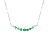 Asfour Crystal Chain Necklace With Light & Dark Emerald Zircon In 925 Sterling Silver-NM0106-GXLG
