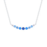 Asfour Crystal Chain Necklace With Light & Dark Aqumarine Zircon In 925 Sterling Silver-NM0106-MXLM