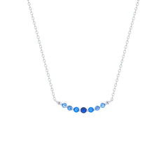 Asfour Crystal Chain Necklace With Light & Dark Aqumarine Zircon In 925 Sterling Silver-NM0106-MXLM