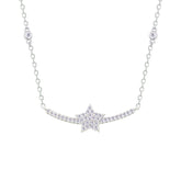 Asfour Crystal Chain Necklace With Decorative Star Design In 925 Sterling Silver-NM0108