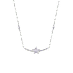 Asfour Crystal Chain Necklace With Decorative Star Design In 925 Sterling Silver-NM0108
