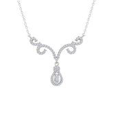 Asfour Crystal Chain Necklace With Deer Antlers Design In 925 Sterling Silver-NM0112