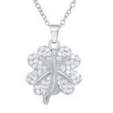 Asfour Crystal Chain Necklace With Flower Pendant Inlaid With Zircon In 925 Sterling Silver-NR0242