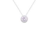Asfour Crystal Chain Necklace With Round zircon Pendant In 925 Sterling Silver-NR0548