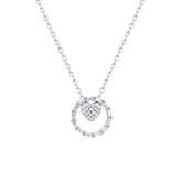 Asfour Crystal Chain Necklace With Heart Pendant In 925 Sterling Silver-NR0562