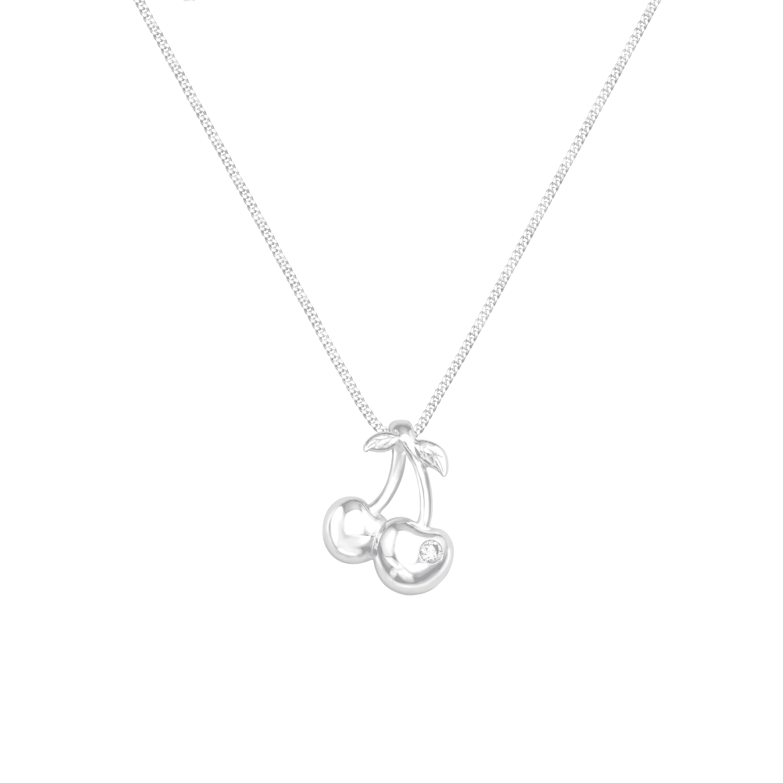 Asfour Zircon Rounded Shape 925 Sterling Silver Necklace,Clear