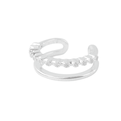Asfour Zircon Rounded Shape 925 Sterling Silver Ring,Clear