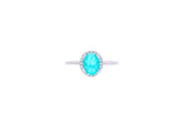 Asfour Crystal Halo Ring With Aquamarine Oval Design In 925 Sterling Silver RD0011-GC-8