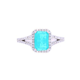 Asfour Crystal Drew Ring With Aquamarine Zircon Stone In 925 Sterling Silver-RD0014-GC-8