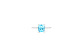 Asfour Crystal Drew Ring With Aquamarine Emerald Cut Zircon Stone In 925 Sterling Silver RD0026-M-9