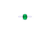 Asfour Crystal A Drew 925 Sterling Silver Ring With Oval Design Inlaid Emerald Zircon