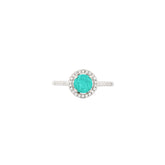 Asfour Crystal Drew Rind With Round Aquamarine Design In 925 Sterling Silver RD0030-GC-7