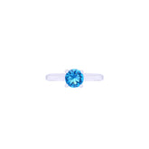 Asfour Crystal A Drew Ring 925 Sterling Silver Inlaid With Aquamarine Round Zircon RD0051