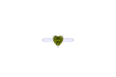 Asfour Crystal A Drew 925 Sterling Silver Ring With Heart Design Inlaid Olivine Zircon
