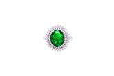 Asfour Crystal Halo Ring With Oval Cut Emerald Zircon Stone In 925 Sterling Silver RD0070-GW-8