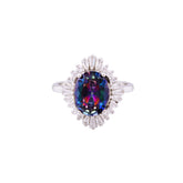 Asfour Crystal Halo Ring With Multi Color Rhombus Design In 925 Sterling Silver RD0072-APW-9