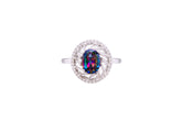 Asfour Crystal Halo Ring With Multi Color Zircon Stone In 925 Sterling Silver RD0073-APW-7