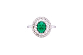 Asfour Crystal Halo Ring With Emerald Zircon Stone In 925 Sterling Silver RD0073-GW-9