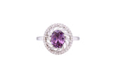 Asfour Crystal Halo Ring With Tenzanite Zircon Stone In 925 Sterling Silver RD0073-NW-9