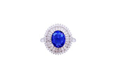 Asfour Crystal Cocktail Ring With Blue Oval Design In 925 Sterling Silver RD0074-BW-8