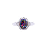 Asfour Crystal Halo Ring With Multi Color Zircon Stone In 925 Sterling Silver RD0075-AP-7