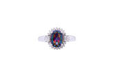 Asfour Crystal Halo Ring With Multi Color Zircon Stone In 925 Sterling Silver RD0075-AP-9