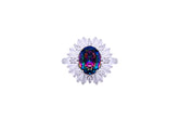 Asfour Crystal Halo Ring With Multi Color Zircon Stone In 925 Sterling Silver RD0076-APW-8