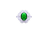 Asfour Crystal Emerald Oval Ring Inlaid With Zircon Stones In 925 Sterling Silver RD0076-GW-8