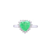 Asfour Crystal Drew Ring With Emerald Heart Design In 925 Sterling Silver-RD0091-G-A-9