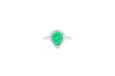 Asfour Crystal Halo Ring With Emerald Pear Design In 925 Sterling silver-RD0093-G-A-9