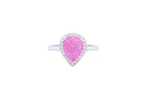 Asfour Crystal Halo Ring With Rose Pear Design In 925 Sterling silver-RD0093-O-A-8
