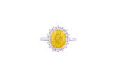 Asfour Crystal Halo Ring With Yellow Opal Stone In 925 Sterling Silver-RD0094-Y-A-8