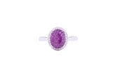 Asfour Crystal Halo Ring With Tenzanite Oval Stone In 925 Sterling Silver-RD0095-N-A-8