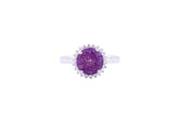 Asfour Crystal Halo Ring With Tenzanite Round Design In 925 Sterling Silver-RD0096-N-A-9