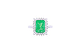 Asfour Crystal Halo Ring With Emerald Opal Stone Inlaid With Zircon In 925 Sterling Silver-RD0098-G-A-8