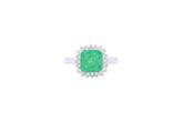Asfour Crystal Halo Ring With Emerald Opal Stone In 925 Sterling Silver-RD0099-G-A-8