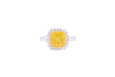 Asfour Crystal Halo Ring With Yellow Opal Stone In 925 Sterling Silver-RD0099-Y-A-7