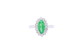 Asfour Crystal Halo Ring With Emerald Marquise Cut Opal Stone In 925 Sterling Silver-RD0101-G-A-9